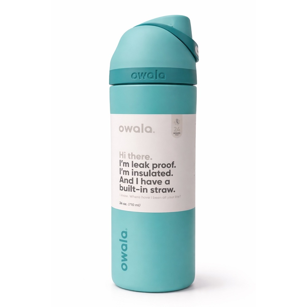 Owala FreeSip 24oz Insulated Stainless Steel Water Bottle 90s Kid Blue Teal